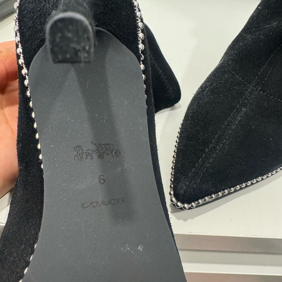 Coach Black Heeled Boots with Rhinestone Detail - Picture 2 of 4